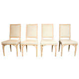 Set of Four Carved Wood Faux Bamboo Dining Chairs